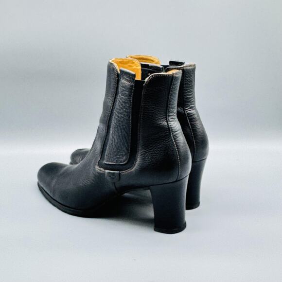 Cole Haan Boots Womens 8.5 Black Leather Chelsea Heeled Ankle Pebbled Vintage - Picture 6 of 11